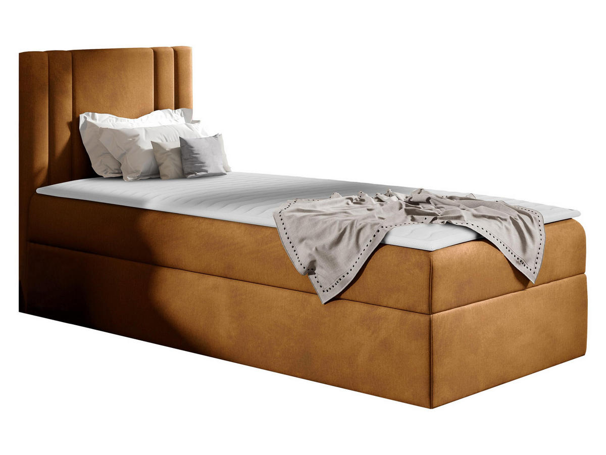BOXBETT Carmen Mini, Seite zum Öffnen des Bettkastens: Links - Bronzefarben, Holz (100/200cm) - MIRJAN24