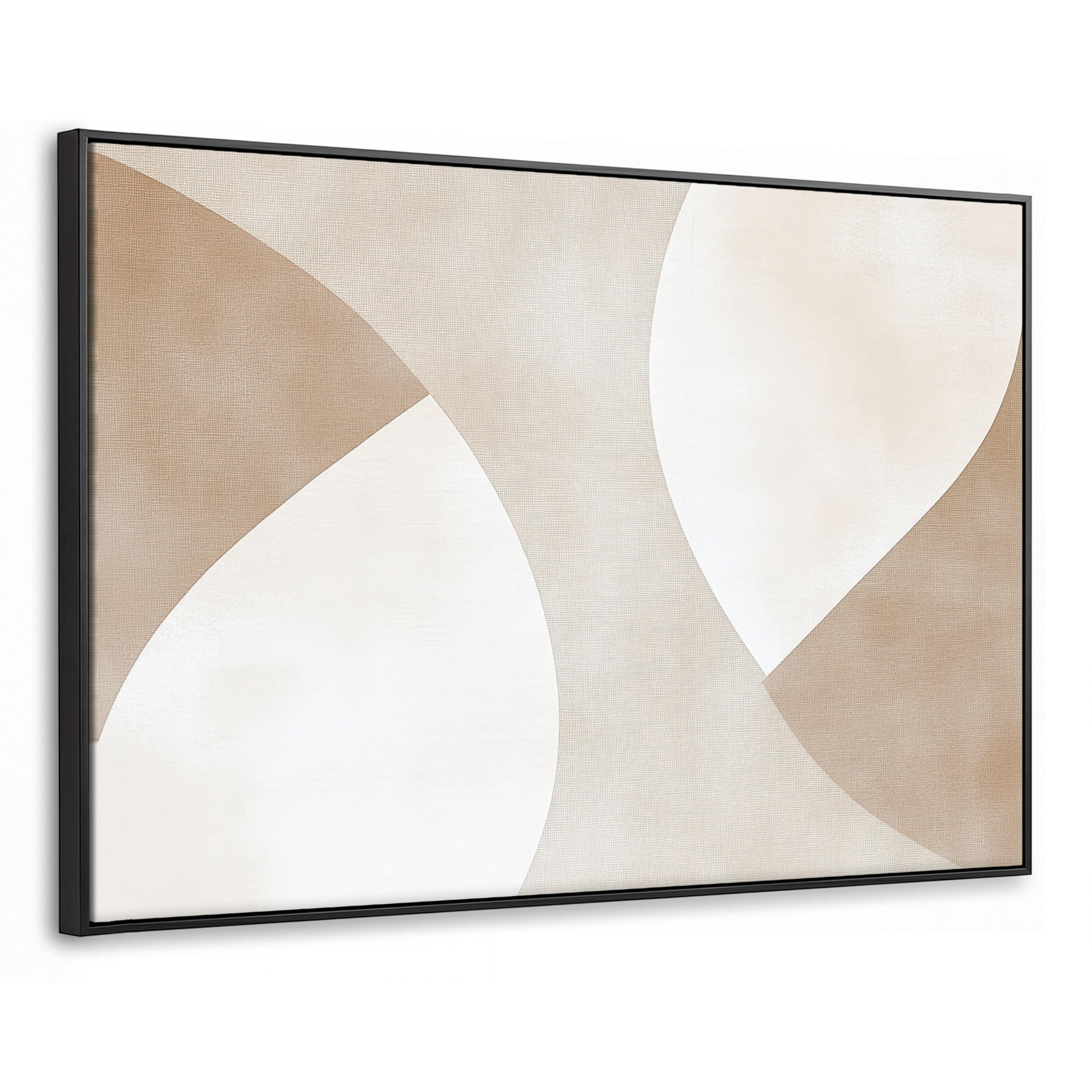 LEINWAND Bilder mit Rahmen - Braun - Japandi - Abstrakt - 120x80 - Sandfarben, Textil (120/80cm) - MuchoWow