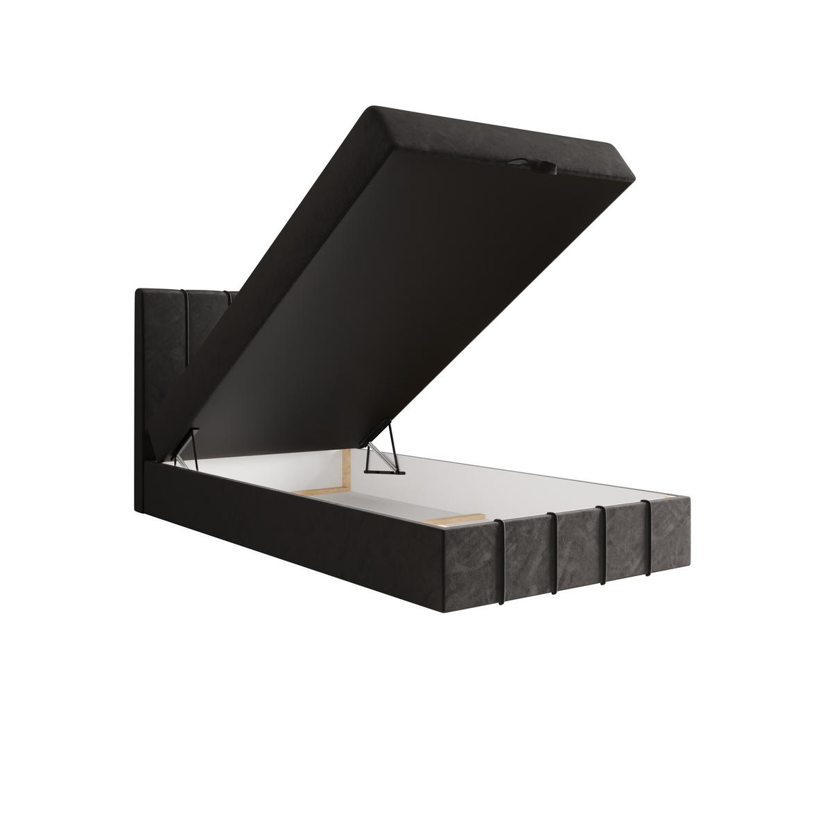 BOXBETT BAHAMA 100x200 Monolith 92, mit Matratze H3 und Topper, Grau - Grau, Holz/Kunststoff (100/200cm) - Bedante