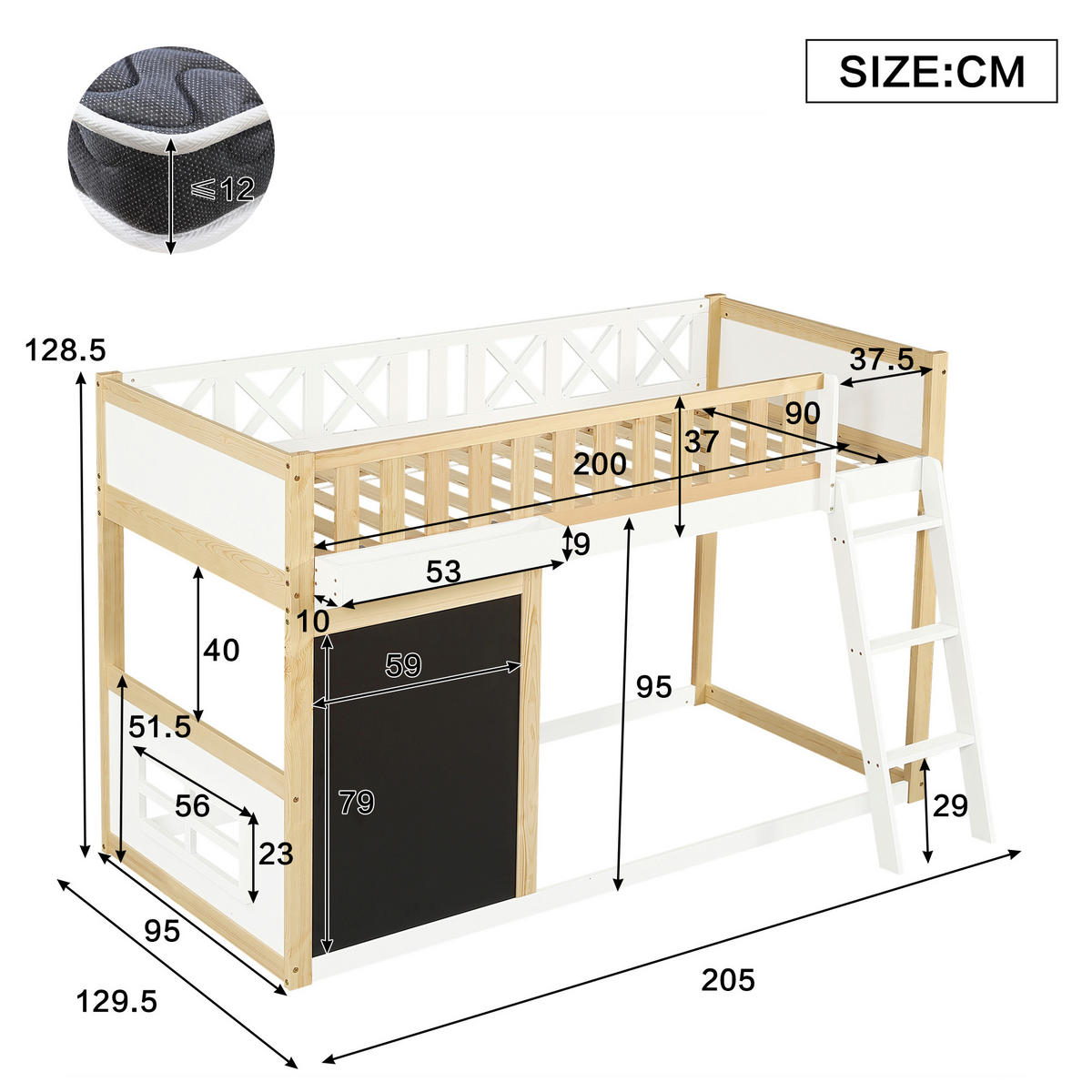 HOCHBETT 90x200 cm Tafel Stauraum weiß - Weiß, Holz (90/200cm) - LEBENLANG