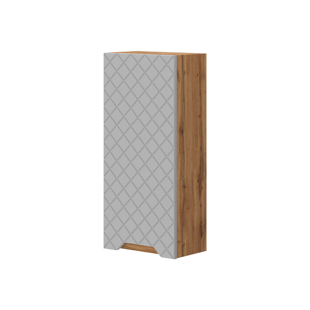 BADSCHRANK Lotta Eiche/Grau mit Kachelstruktur 20 x 72.6 cm - Grau, Holzwerkstoff (20/72.6/33cm) - Vicco