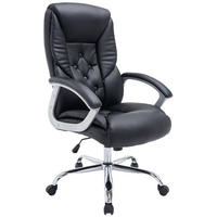 CHEFSESSEL Lederlook schwarz - Chromfarben/Schwarz, Textil/Metall (66/112/68cm) - CLP