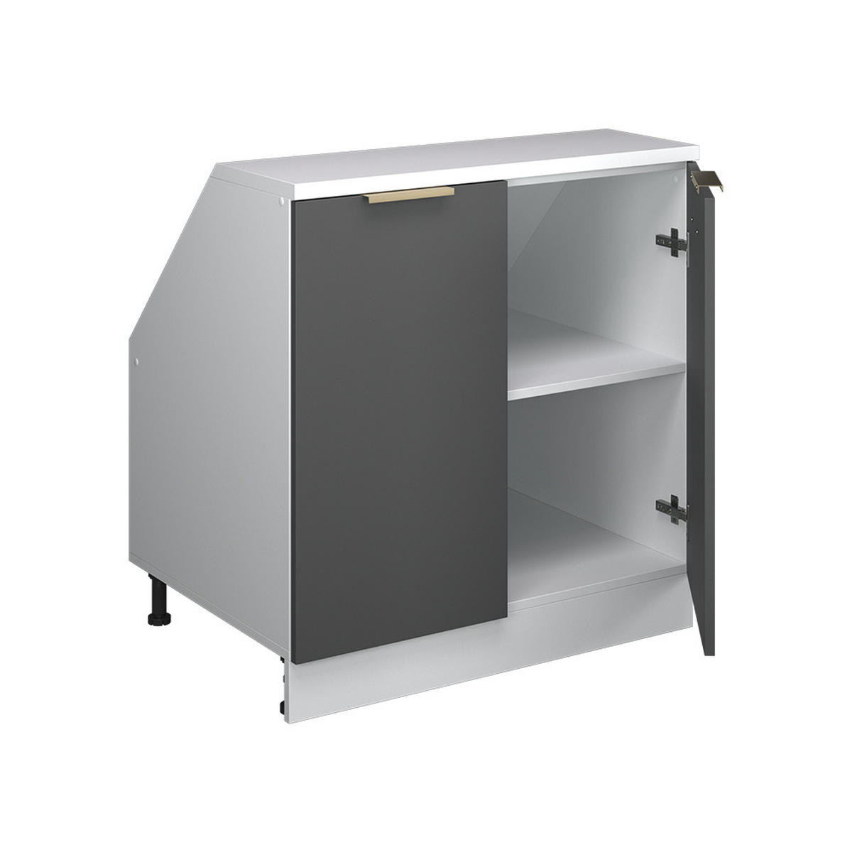 KUHINJSKI ORMAR ZA KOSINE KROVA R-Line Antracit-Zlatna 80 cm s 2 vrata, korpus ormara dubine 60 cm - bijela/antracit, drvni materijal (80/83.8/60cm) - Vicco