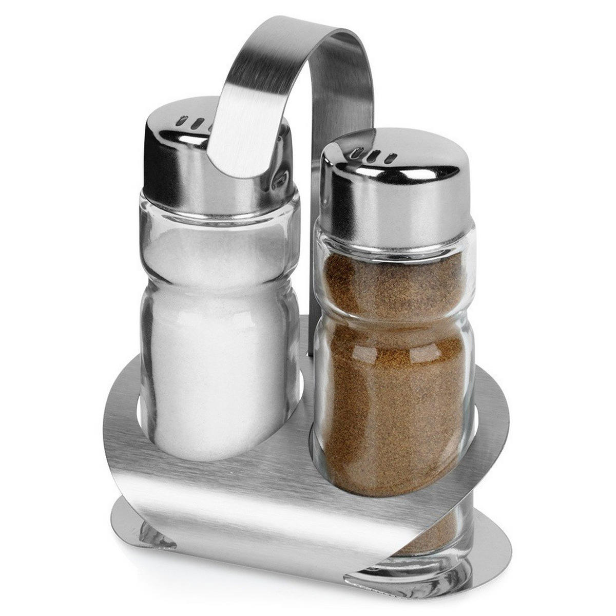 SALZ/PFEFFER-MENAGE Edelstahl-Ständer 3-tlg. Silberfarben - Edelstahlfarben, Metall (6/11/8.5cm) - Orion 