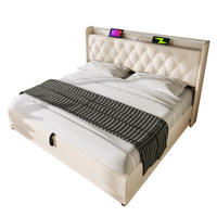 POLSTERBETT aus PU 140x200 cm Weiß mit LED-Beleuchtung, USB-C und Bettkasten - Weiß, Leder (140/200cm) - IVMEU