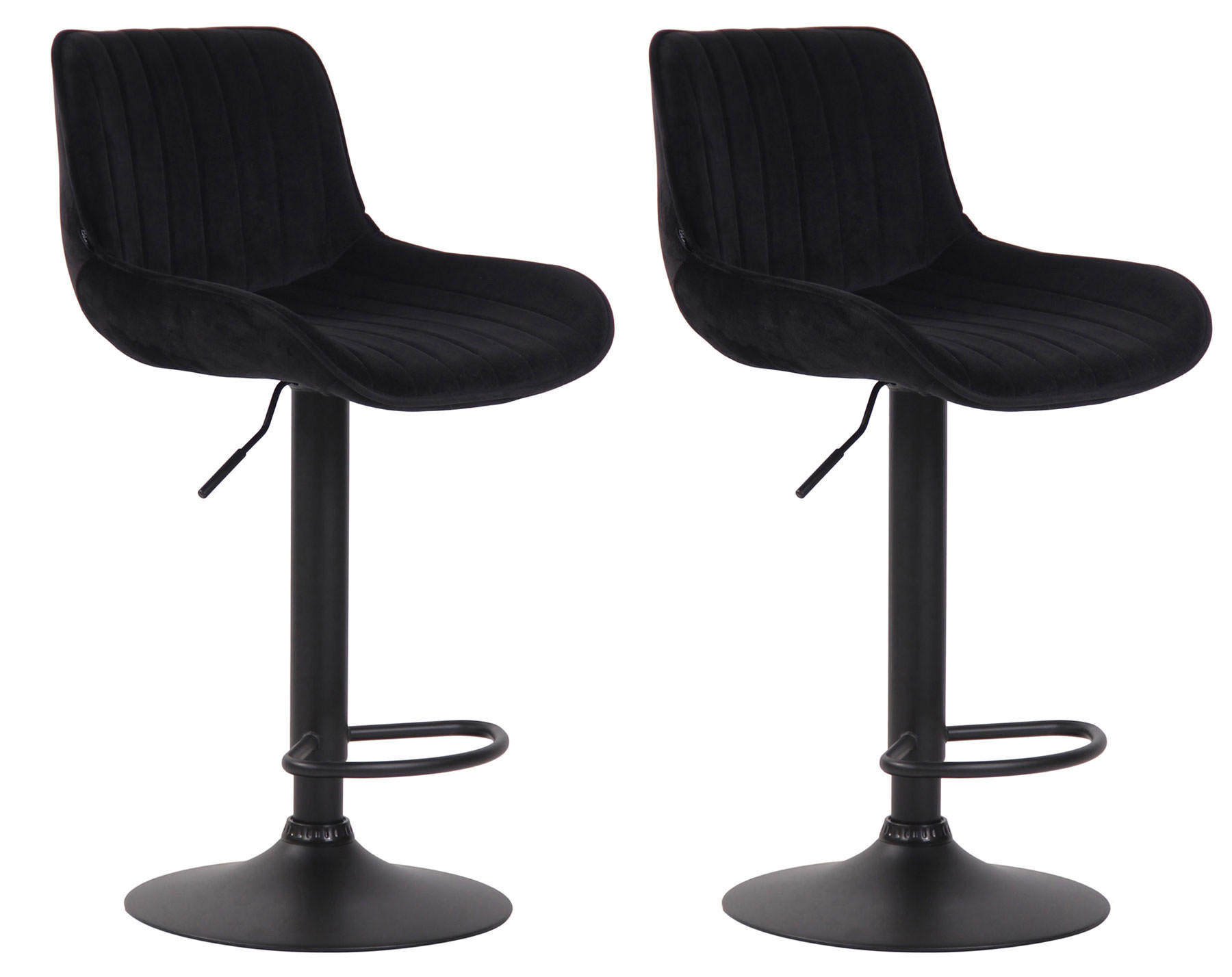 BARHOCKER 2er Set Samt schwarz - Schwarz, Textil/Metall (50/86/50cm) - CLP