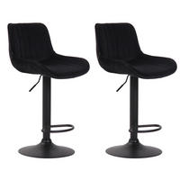 BARHOCKER 2er Set Samt schwarz - Schwarz, Textil/Metall (50/86/50cm) - CLP