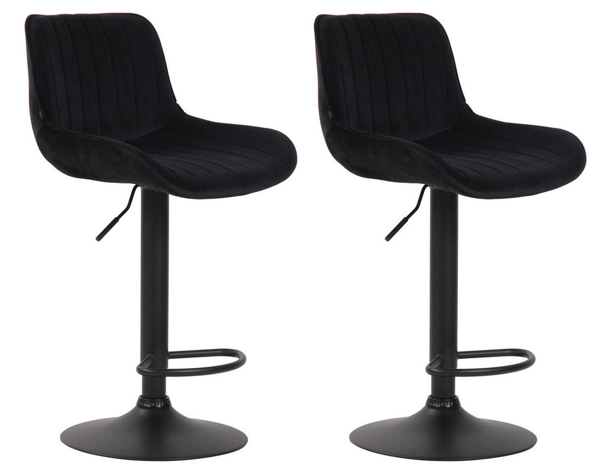 BARHOCKER 2er Set Samt schwarz - Schwarz, Textil/Metall (50/86/50cm) - CLP