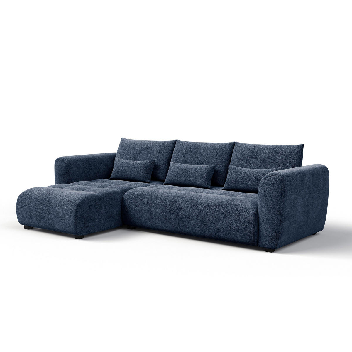 ECKSOFA SORENO 4-Sitzer, dunkelblau - Schwarz/Dunkelblau, Holz/Textil (293/171cm) - Courtois Laville