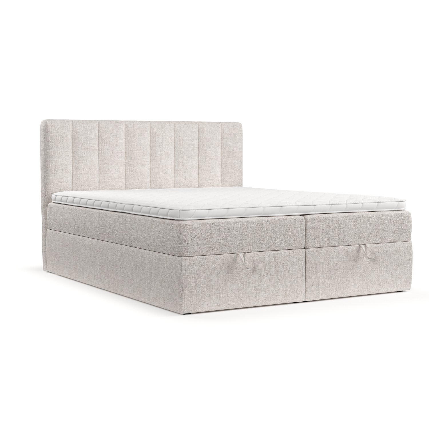 BOXBETT Lusso 200/200 cm Hellbeige im Neve Stoff - Sandfarben/Schwarz, Holz/Holzwerkstoff (200/200cm) - AltaBeds