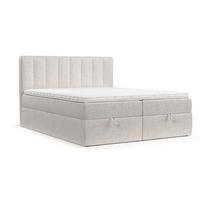 BOXBETT Lusso 200/200 cm Hellbeige im Neve Stoff - Sandfarben/Schwarz, Holz/Holzwerkstoff (200/200cm) - AltaBeds