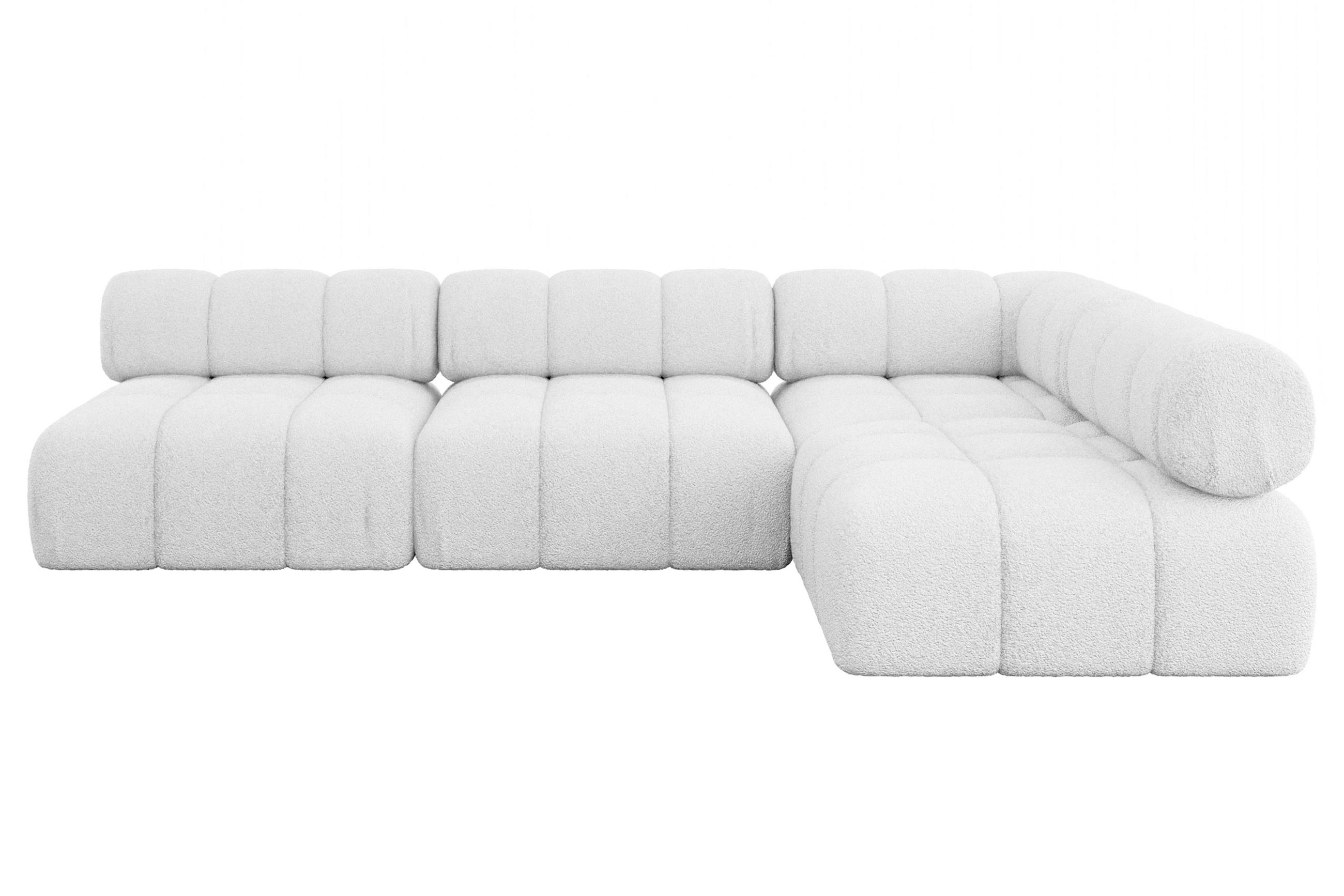 ECKSOFA modulares Sofa Samaro-L2 - 285x190x70 cm Weiß Bouclé - Weiß, Holzwerkstoff/Textil (285/190cm) - ALTDECOR