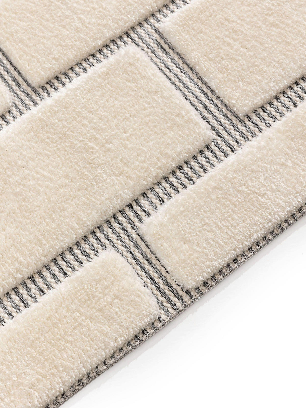 TEPPICH Elvy Cream/Grau 160x230 cm - Creme, Kunststoff (160/230cm) - benuta