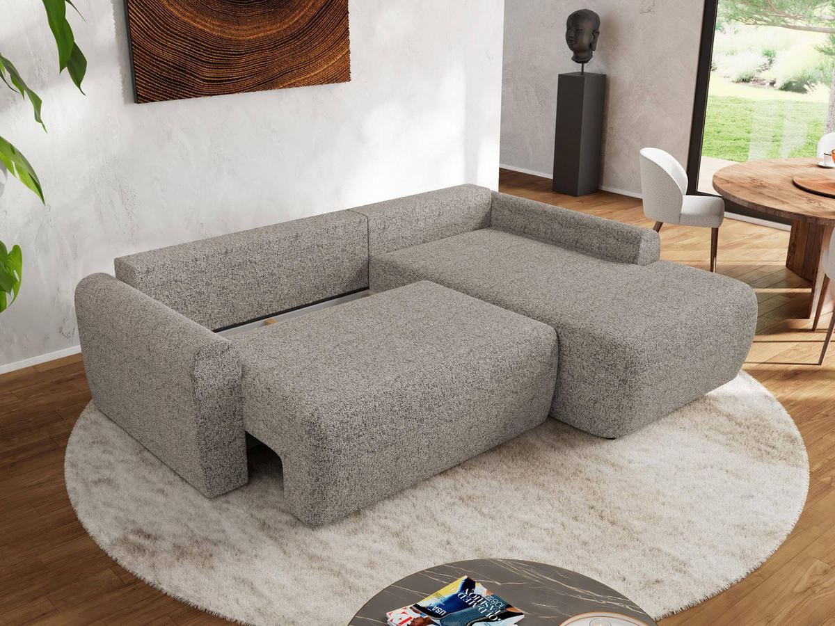 ECKSCHLAFSOFA CUBO L Beige Struktur - rechts - Beige/Schwarz, Kunststoff/Textil (187/273cm) - MKS