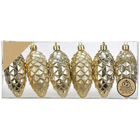 WEIHNACHTSORNAMENTE 6er-Set Ornamente Tannenzapfen Champagner Mix 9 cm - Champagner, Kunststoff (9/9/9cm) - LAALU