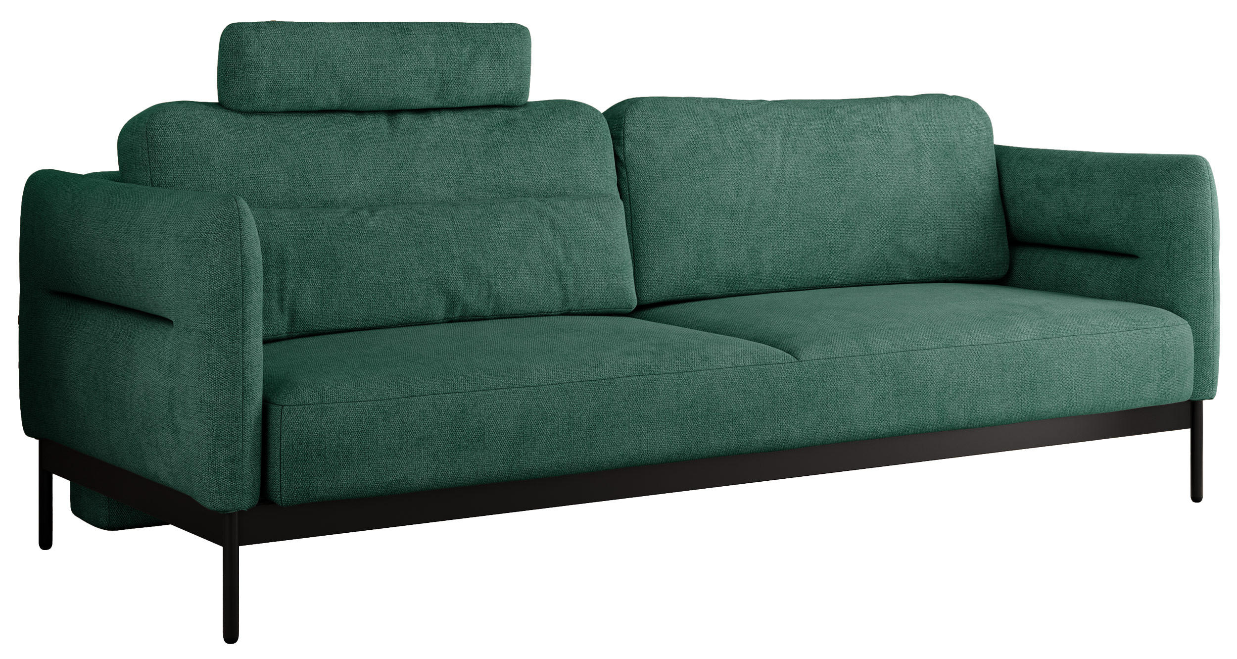 SOFA SALENTO Grün Struktur - Schwarz/Grün, Textil/Metall (221/82/101cm) - MKS