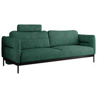 SOFA SALENTO Grün Struktur - Schwarz/Grün, Textil/Metall (221/82/101cm) - MKS