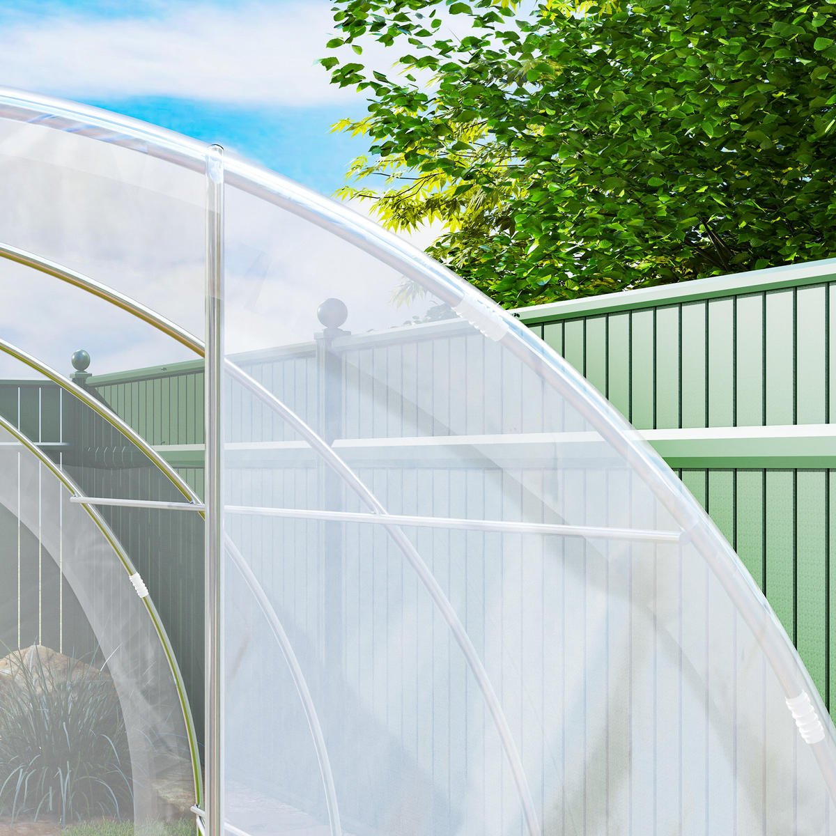GEWÄCHSHAUS DE-12019 9 m² mit Scharniertür Grün - Transparent, Kunststoff (295/195/295cm) - ComfortXL