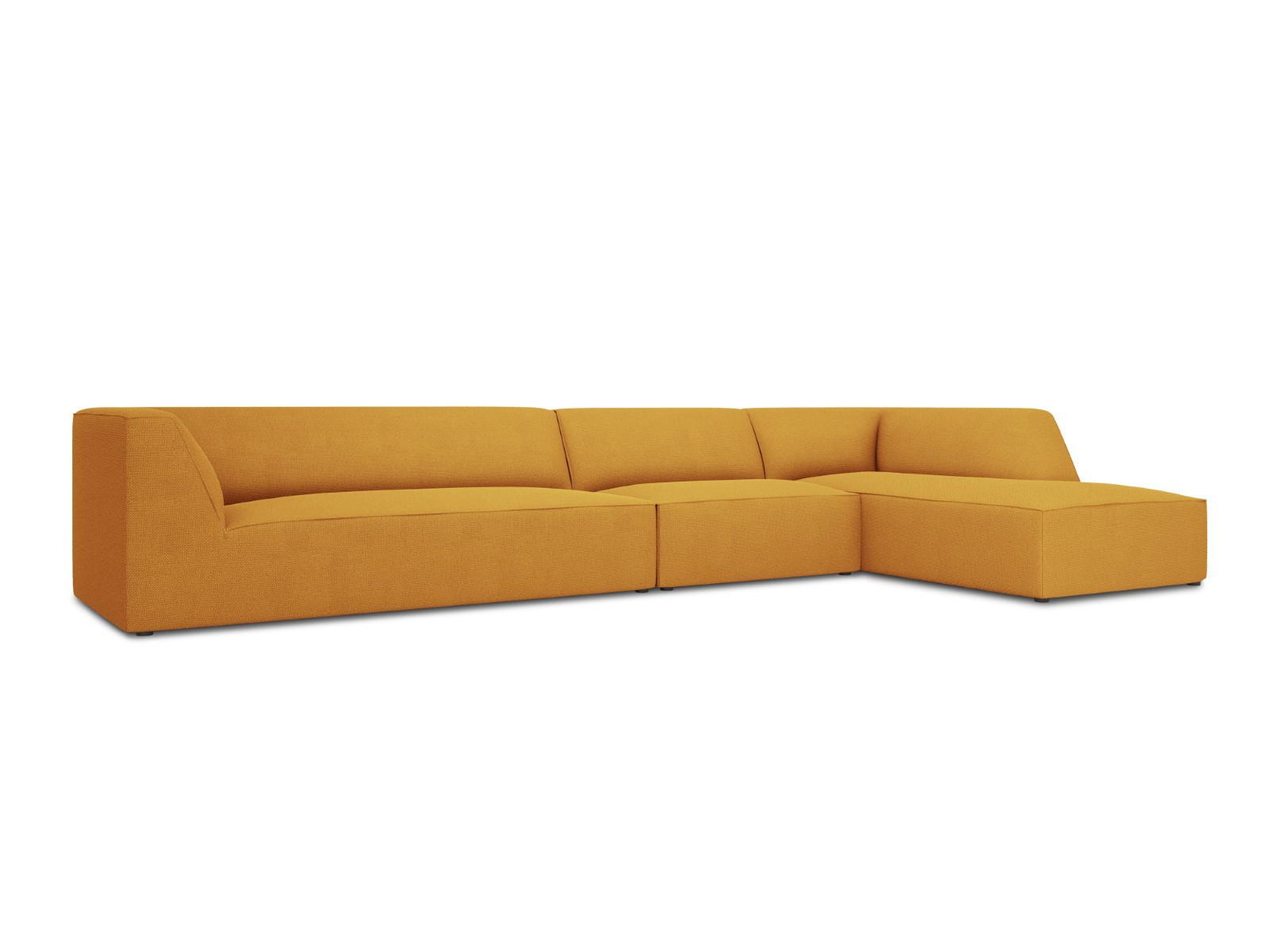 ECKSOFA rechts Ruby aus strukturiertem Stoff gelb 5 Sitzplätze - Gelb, Textil (180/366cm) - Micadoni