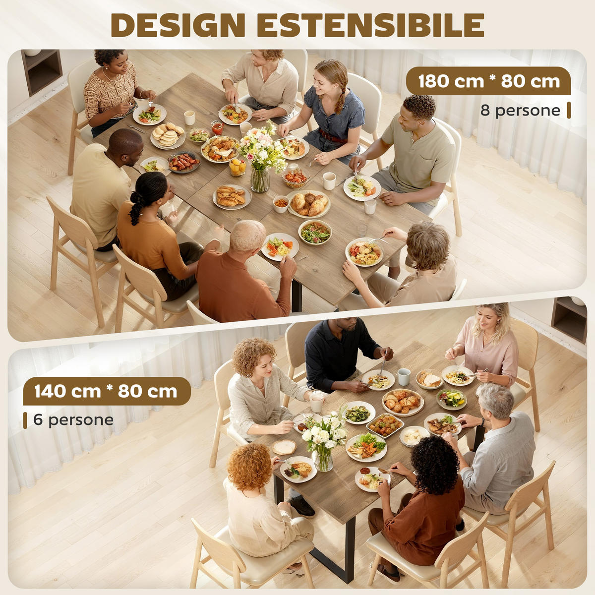 ESSTISCH Holzoptik 1 Stück - Beige, Naturmaterialien (180/80/75cm) - GiPP