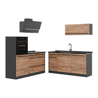 KÜCHENZEILE R-Line, Goldkraft Eiche/Anthrazit, 160 cm Arbeitsplatte Anthrazit - Honigeiche/Anthrazit, Holzwerkstoff (160/143/60cm) - Vicco