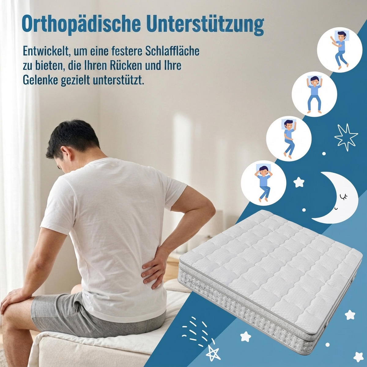 TASCHENFEDERKERNMATRATZE 140/200 cm Weiß H3, 25cm Hohe Kaltschaum Hybrid-Matratze - Weiß, Textil (140/200cm) - Oxeza