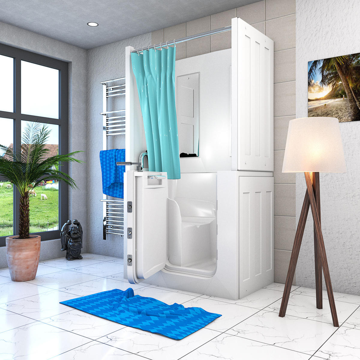 SENIOREN Dusche Sitzwanne Tür Seniorenwanne S08D-B-L - Weiß, Glas/Kunststoff (110/68/205cm) - AcquaVapore by Sandra Jentho