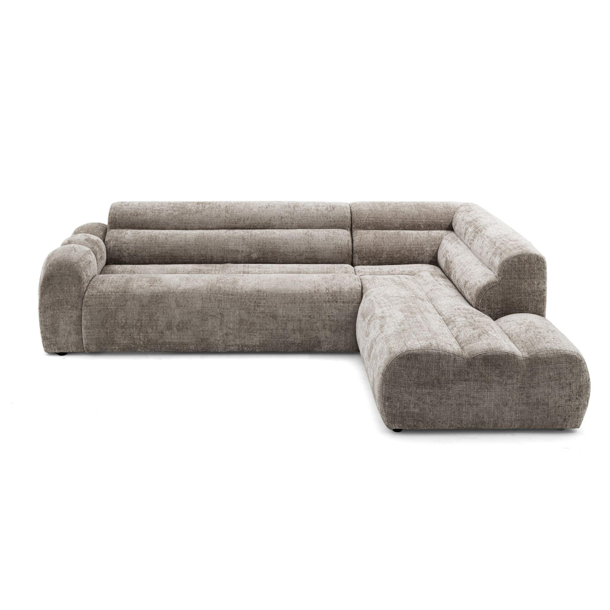 4-SITZER modulares Ecksofa VEER L Rechts, 283 x 190 cm, Chenille Webstoff Braun - Schwarz/Braun, Holz/Kunststoff (190/283cm) - Muffo