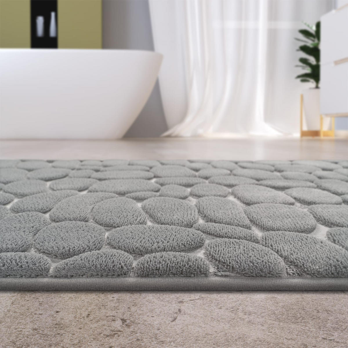 BADEMATTE 65/120 cm Corby 256 - Grau, Kunststoff (65/120cm) - Paco Home