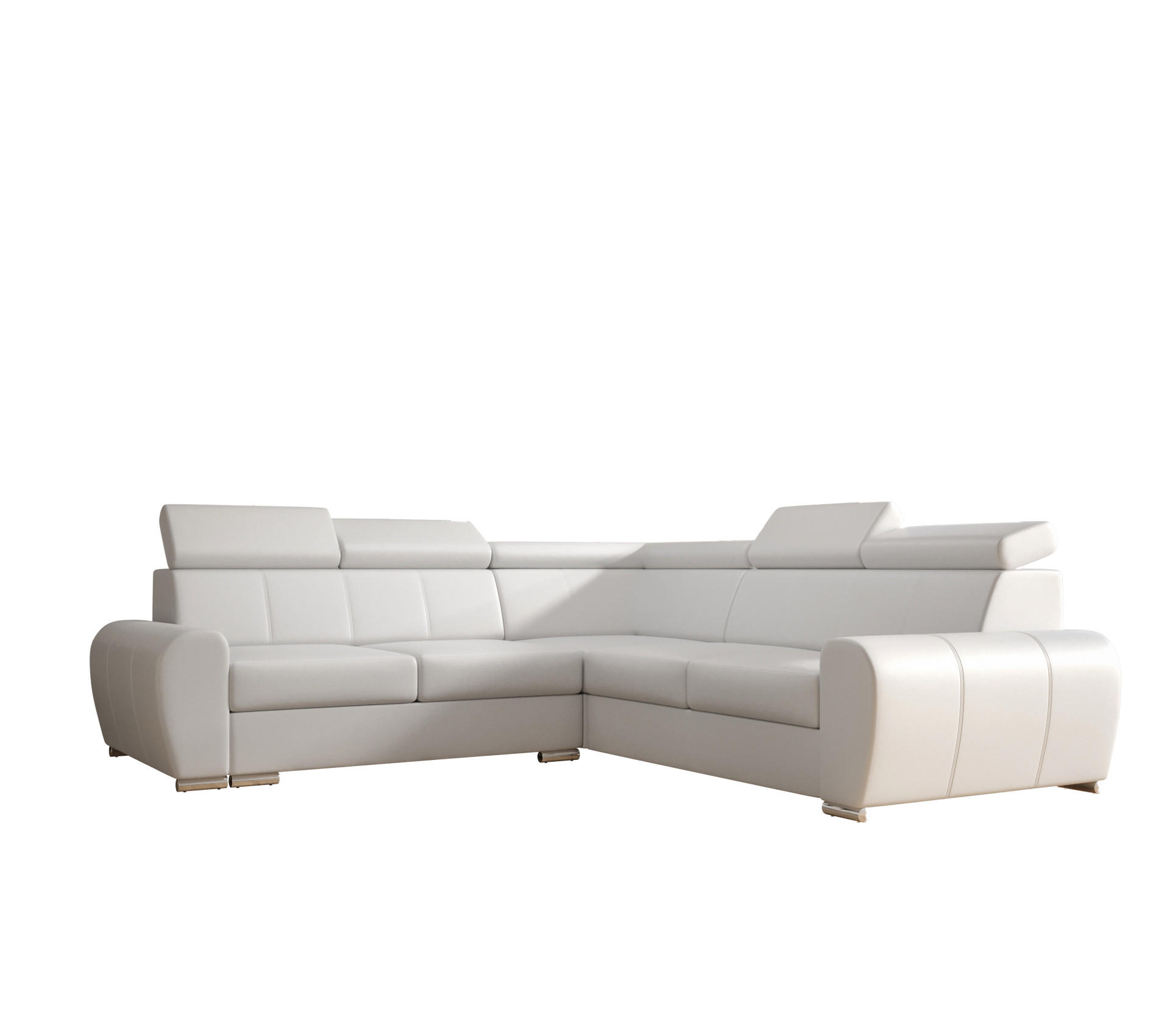 ECKSOFA APOLLO,mit Schlaffunktion und Bettkasten, Farbe: Weiß, Kunstleder, Ottomane Rechts - Weiß, Textil (255/255cm) - O-Sofa