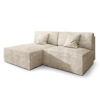 ECKSOFA FIORO P Creme Kordstoff mit Schlaffunktion - Creme/Grau, Holz/Kunststoff (204/148cm) - MASSENO