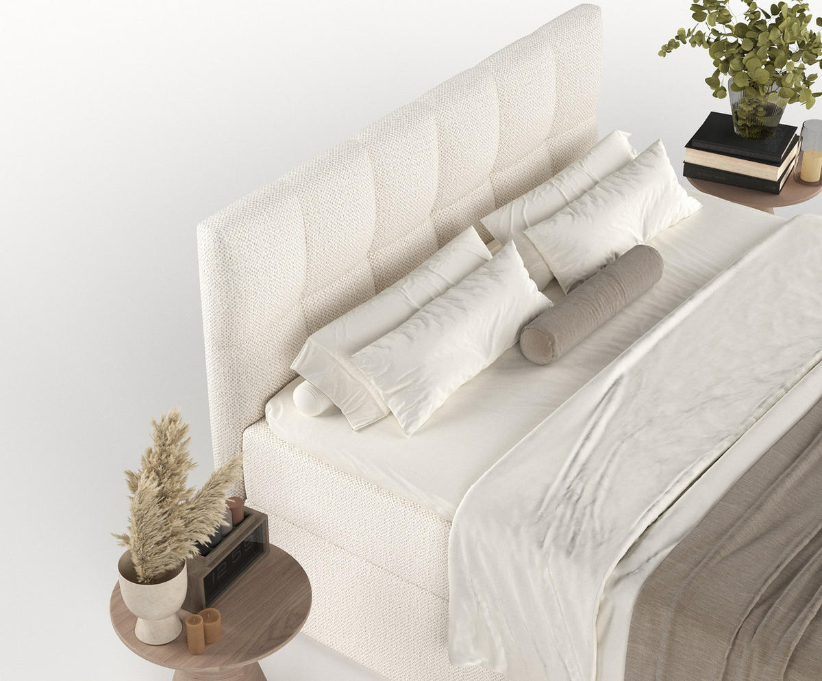 BOXBETT Shay Creme 140/200 cm - Creme/Schwarz, Holz/Holzwerkstoff (140/200cm) - Maison de Reve