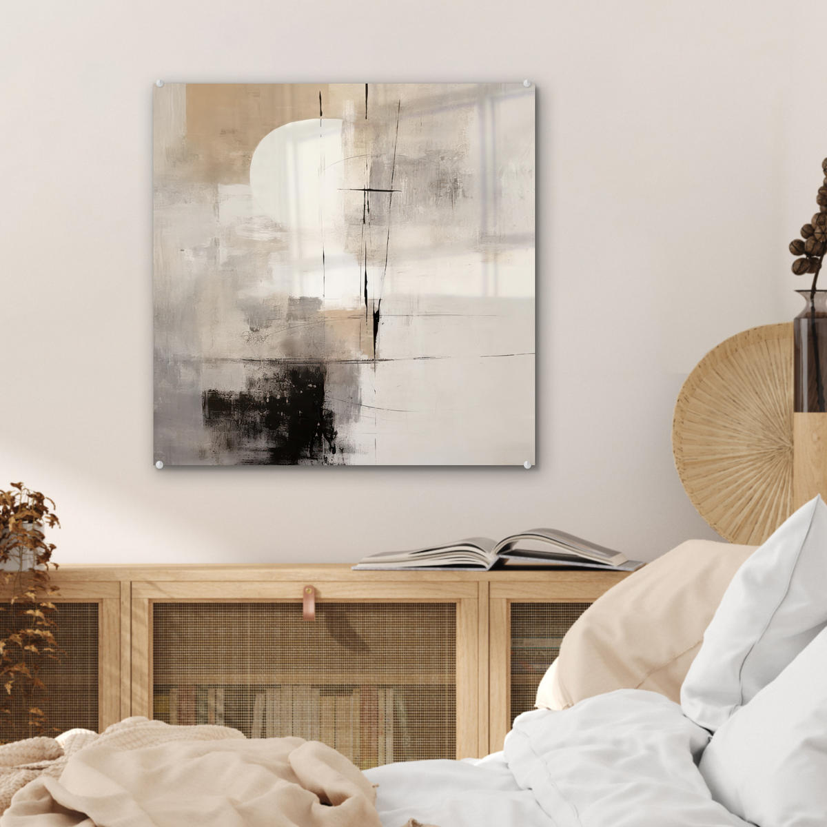 OBRAZ NA AKRYLOVOM SKLE Abstraktné - Umenie - Sivé 50x50 cm - svetlosivá, sklo (50/50cm) - MuchoWow