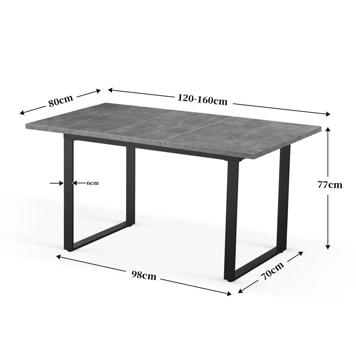 ESSTISCH ANNA 120-160/80/76 cm Marmor-Schwarz - Anthrazit/Schwarz, Holzwerkstoff/Metall (80/120/77cm) - B&D Home