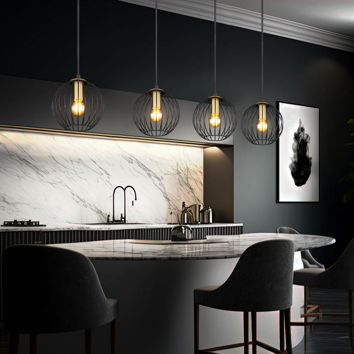 HÄNGELEUCHTE Metall Schwarz Messingfarben - Schwarz, Metall (100/16/150cm) - Globo Lighting