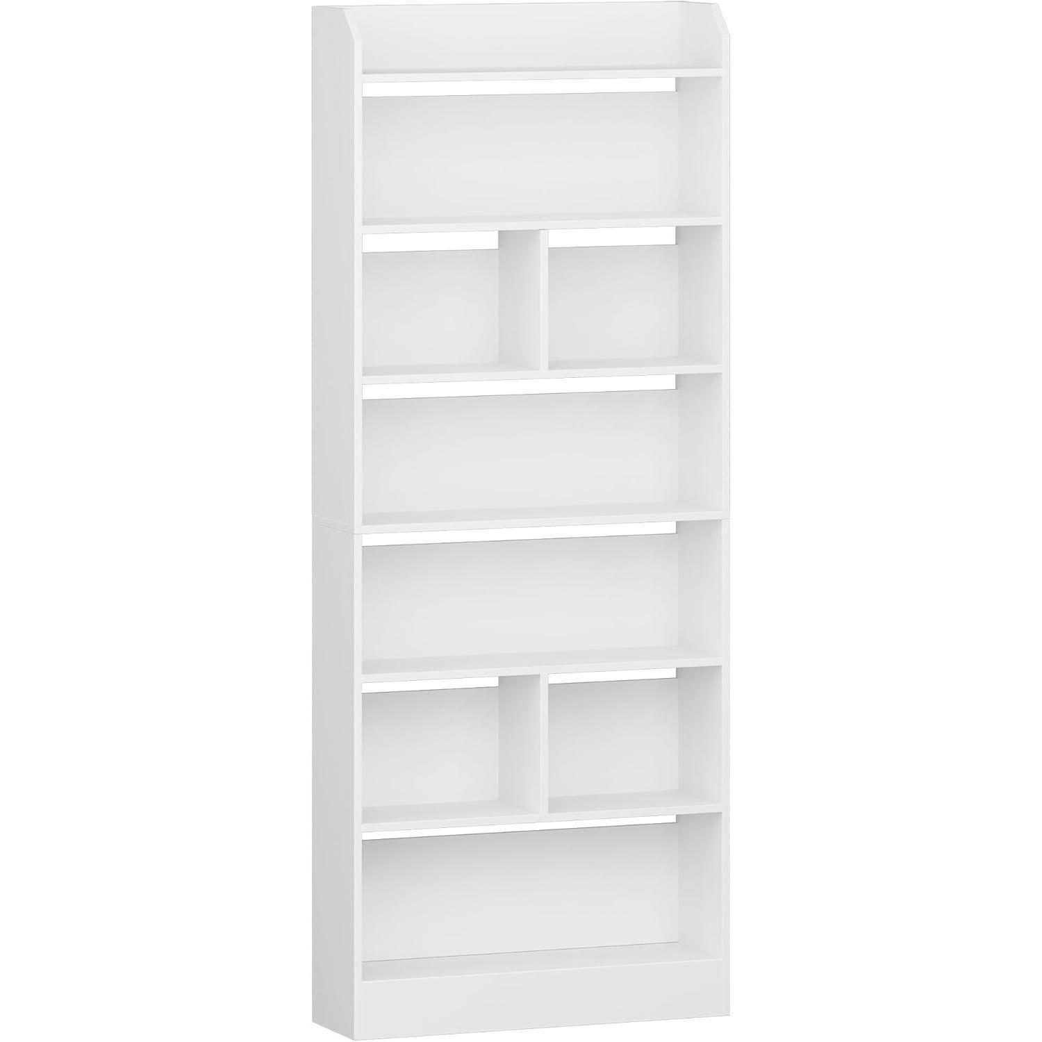 BÜCHERREGAL mit 7 Fächern 24 x 60 x 199,2 cm Weiß - Weiß, Holzwerkstoff (60/199.2/24cm)