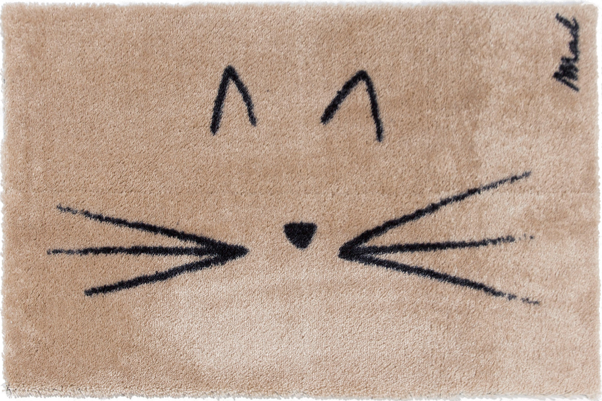 INDOOR FUßMATTE "Dory" mit Motiv "Katze" Beige 50 x 75 cm - Beige/Schwarz, Kunststoff/Textil (50/75cm) - MAD ABOUT MATS