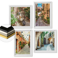 WANDBILDER 4er-Set - 50x50 cm & 40x60 cm Weißer Rahmen - Charmante italienische Straßen und Blumen - Weiß, Kunststoff (50/50cm) - ArtPrintCave