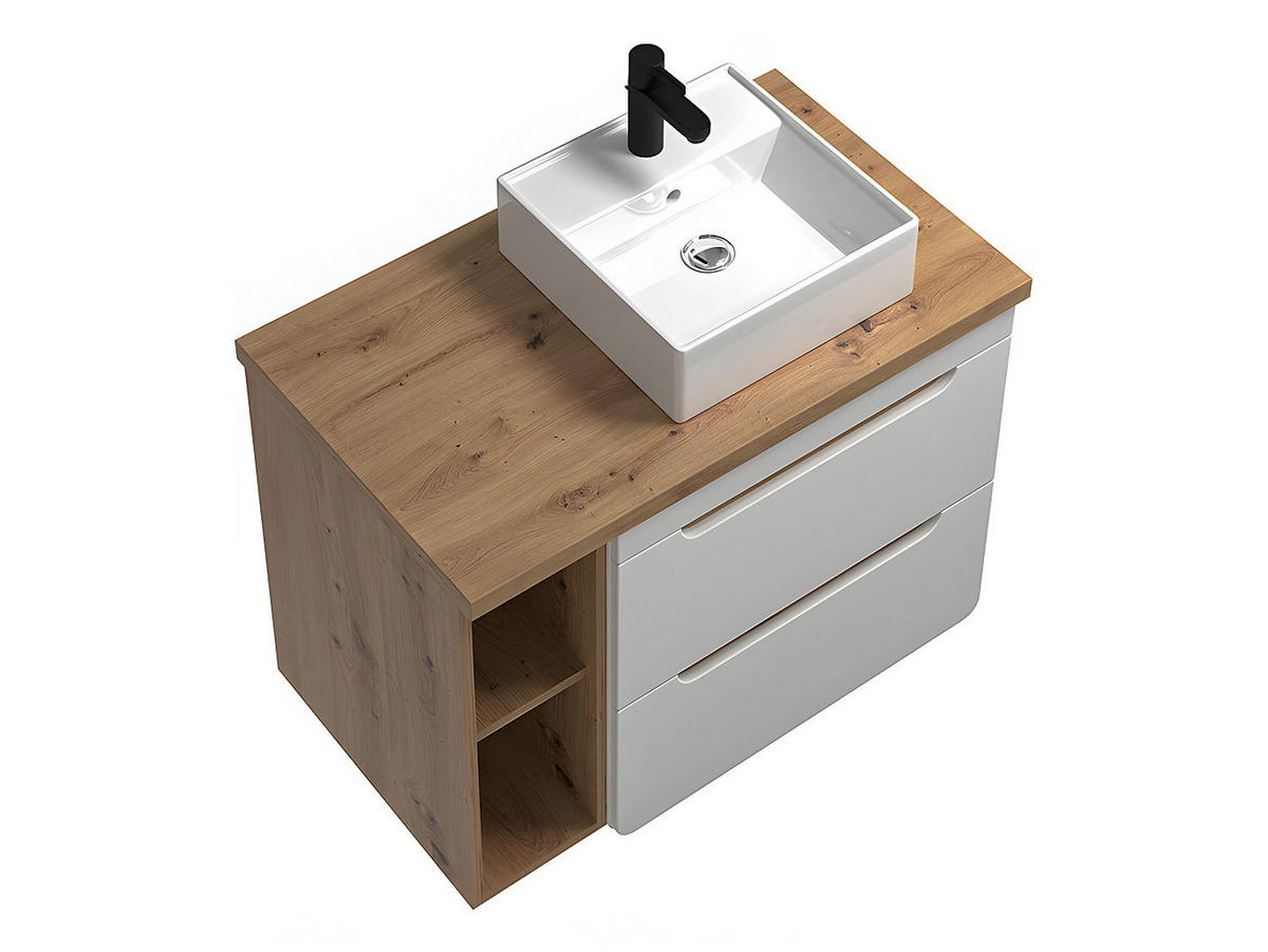 EINZELWASCHTISCH - 80cm x 46cm - Holzspan - naturfarben hell, weiß - ARUBA - Naturfarben, Holz (80/59/46cm) - Vente-Unique