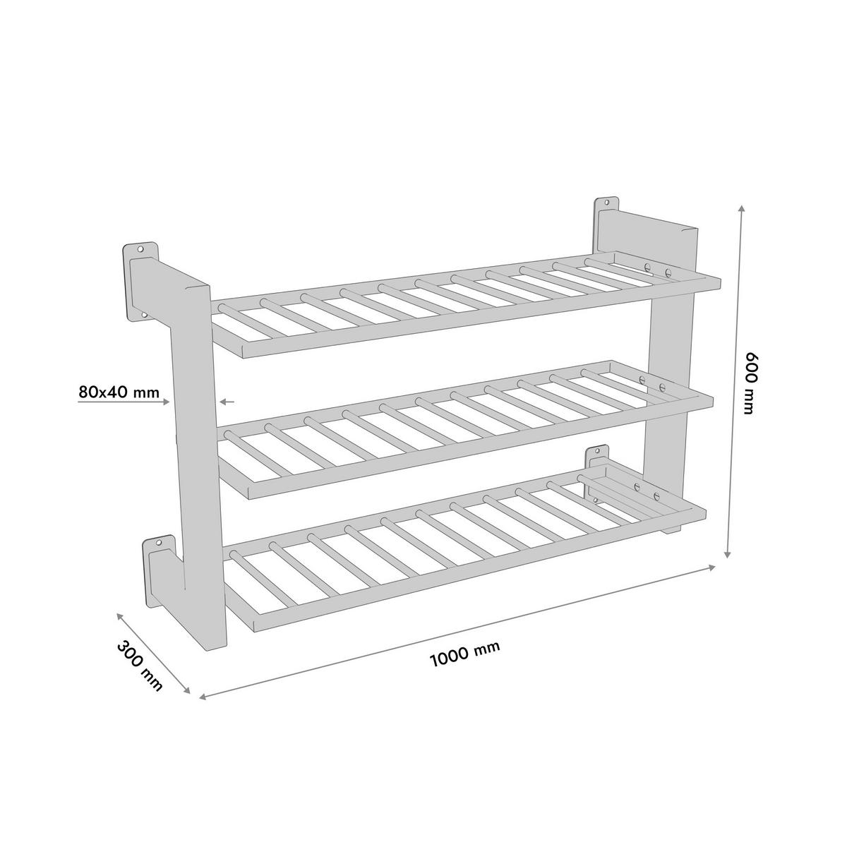 WEINREGAL Canary Metall,Schwarz, Für 36 Weinflaschen 60/100/30cm - Schwarz, Metall (30/60/100cm) - Metalo Pro