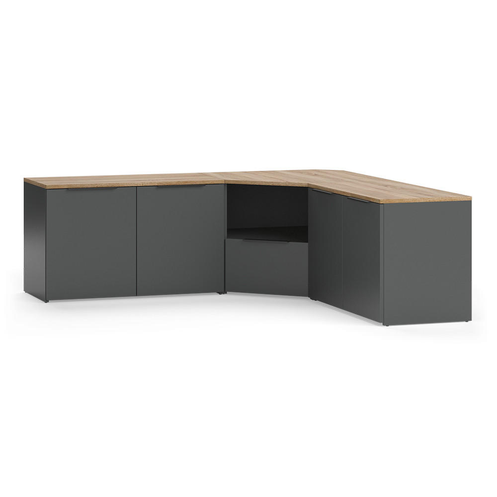 WOHNWAND Wido Anthrazit/Sonoma 3 Teile - Anthrazit/Sonoma Eiche, Holzwerkstoff (68/50/68cm) - Vicco