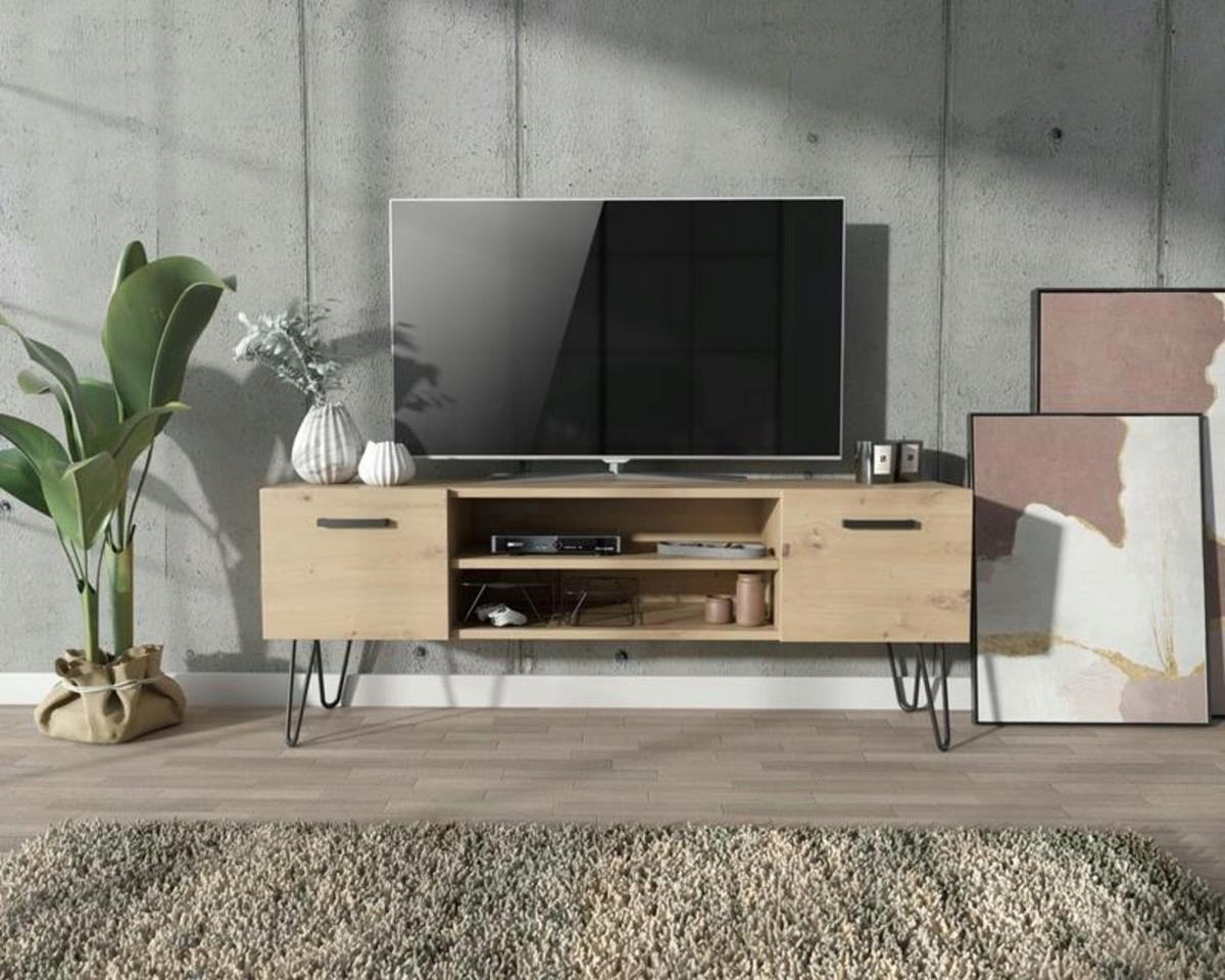 FERNSEHKOMMODE V1 Artisan Eiche-Schwarz 150/40/50 cm - Multicolor, Holzwerkstoff (150/50/40cm) - Matkam Möbel