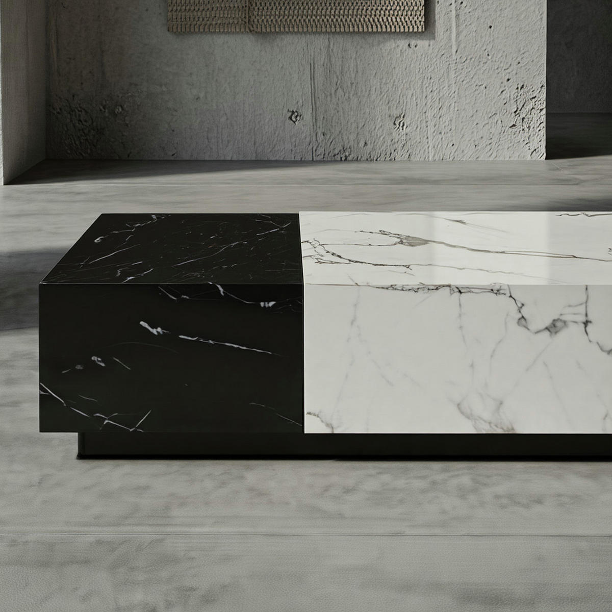 COUCHTISCH Weiß Schwarz Marmor-Optik 120x60x28 cm mit Schubladen und Stauraum - Schwarz/Weiß, Holzwerkstoff (60/120/28cm) - KADIMA DESIGN