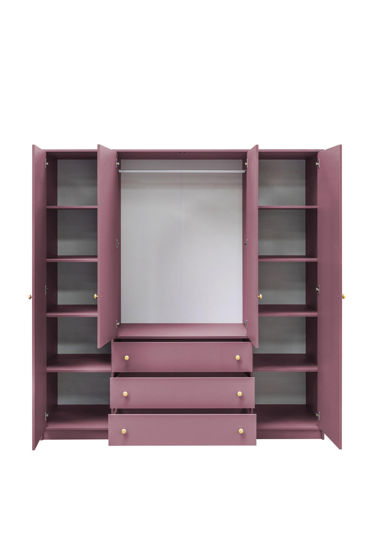 DREHTÜRENSCHRANK GALIO 196/200/57,5 cm 4-türig mit Spiegel Violett - Violett, Holzwerkstoff (196/200/57.5cm) - MASSENO