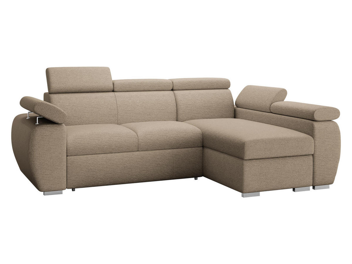 ECKSOFA Boston Mini, Seite: Rechts - 2R+LC - Chromfarben/Beige, Holz/Textil (255/170cm) - MIRJAN24