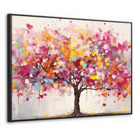 LEINWAND Bilder mit Rahmen - Aquarell - Baum - Kunst - Abstrakt - 100x70 - Multicolor, Textil (100/70cm) - MuchoWow