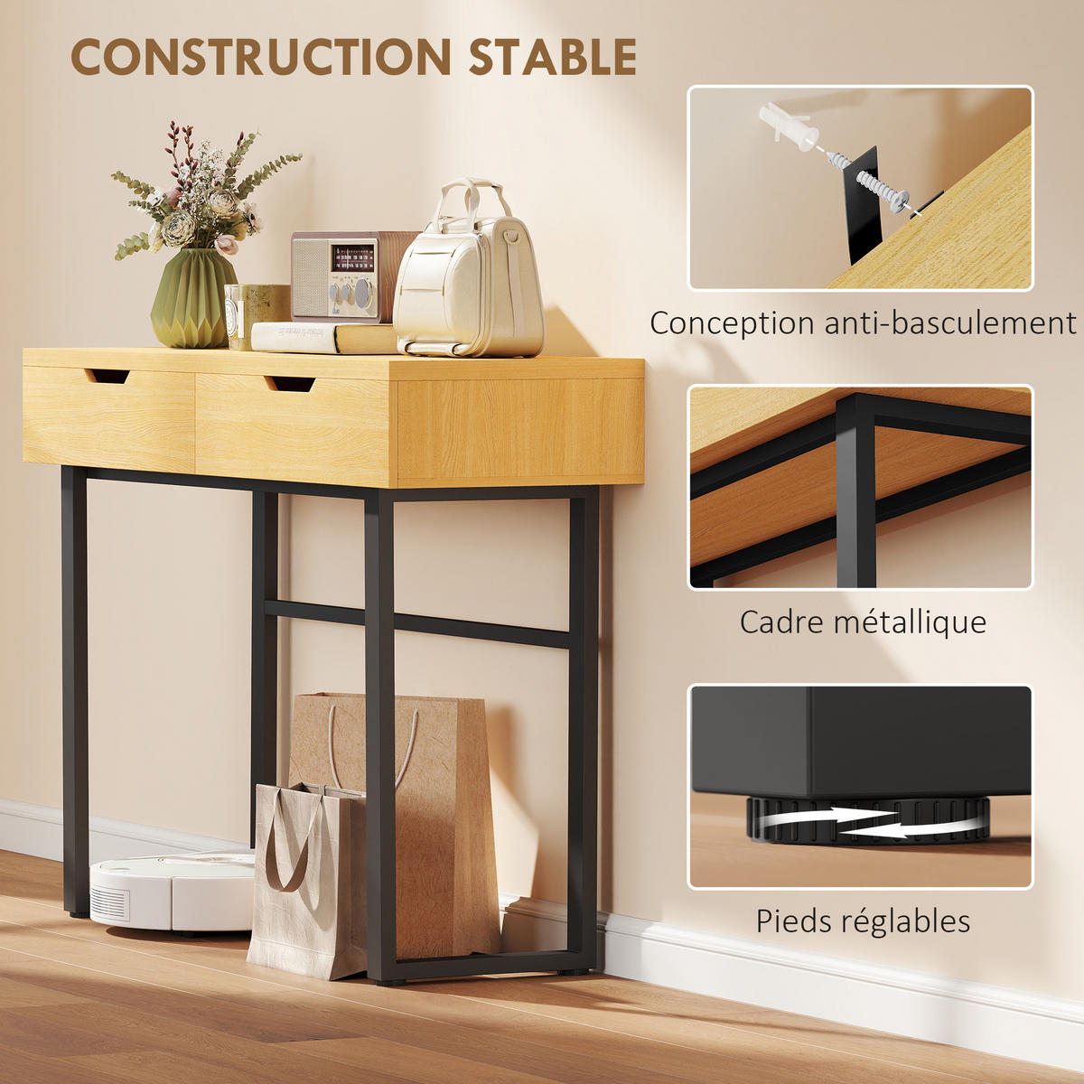KONSOLENTISCH DE-16796 Naturholz - Naturfarben, Holzwerkstoff (110/35/76.5cm) - ComfortXL