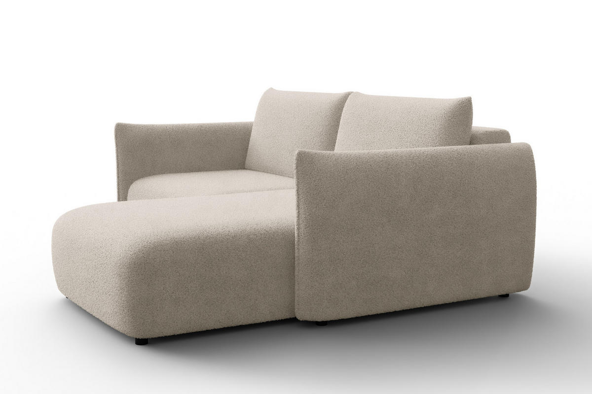 ECKSOFA TAUER 3-Sitzer RECHTS, Bouclé-Stoff beige - Beige/Schwarz, Holz/Textil (206/173cm) - Courtois Laville