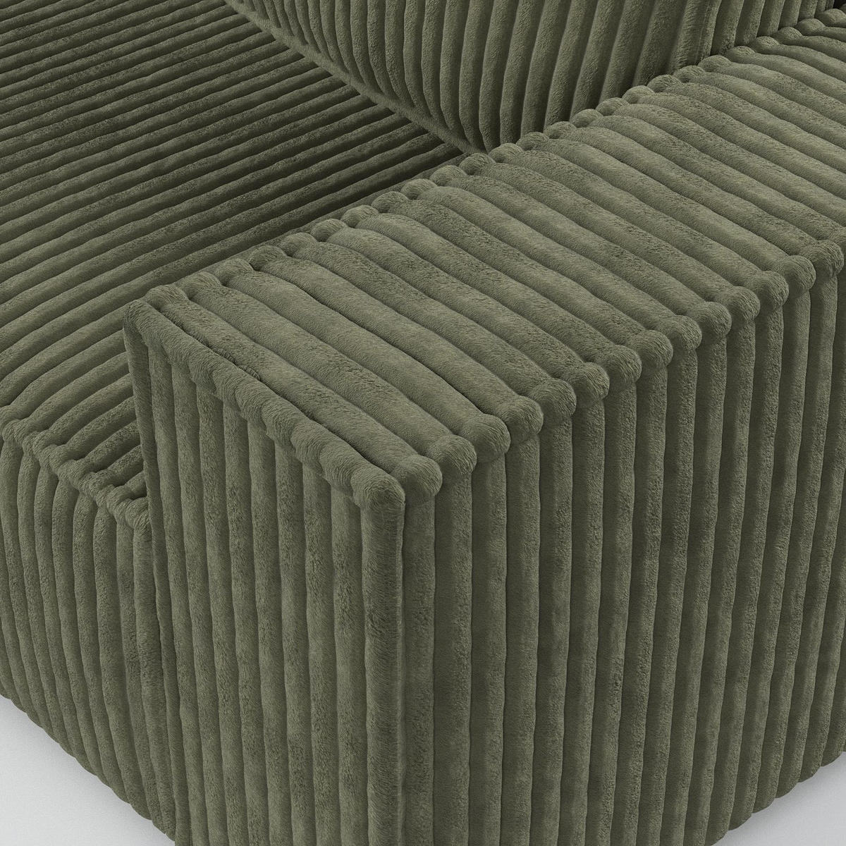 ECKSOFA Maze Grün Plüsch - Links Seite - Schwarz/Grün, Holz/Holzwerkstoff (185/294cm) - Maison de Reve