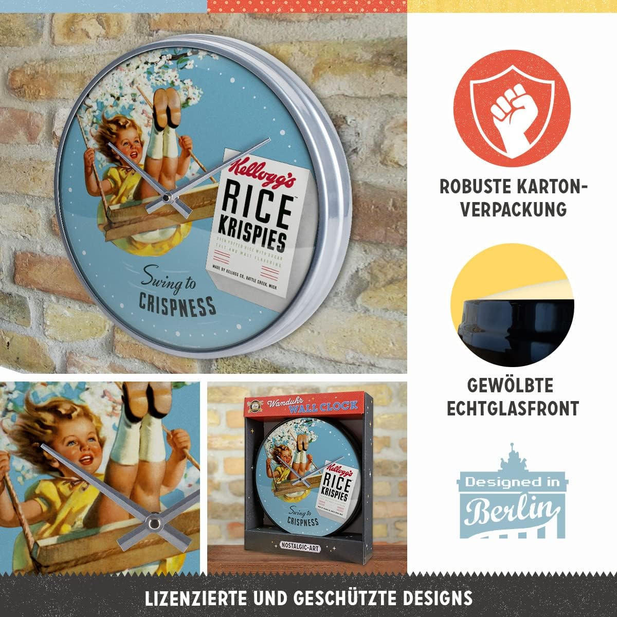 WANDUHR 31 cm Kellogg's Swing to Crispness - Multicolor, Metall (31/31/5cm) - Nostalgic-Art